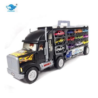 China Toy Big Truck Diecast Transport Toy Include 13 Pcs Diecast Cars For Boys And Girls To Rest On The Truck Model for sale