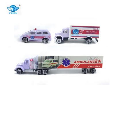 China Eco-friendly Ambulance Car Rescue Helicopter Toy Metal Diecast Rescue Vehicle for sale