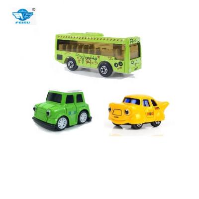 China Hot Sales Eco-friendly 1:64 Small Cartoon Die Cast Car Metal Toy Bus Taxi Truck Model Toy Diecast Toy Diecast Vehicles for sale