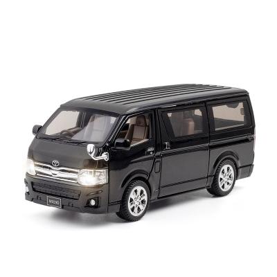 China 1:32 Diecast TOYOTA HIACE KDH Van Toy Bus Die Cast Model Toy For Kids 16.5cm Pull Back Metal Simulation Car With Sound/Light Alloy Toys for sale