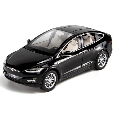 China Doors Open 1:22 Tesla Model X Die Cast Car Model Toy For Kids 21cm Pull Back Simulation Metal Car Gift Toy With Sound/Light for sale