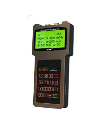 China TUF-2000H Carbon Steel Handheld Ultrasonic Flow Meter Portable Water Flow Rate Detector for sale