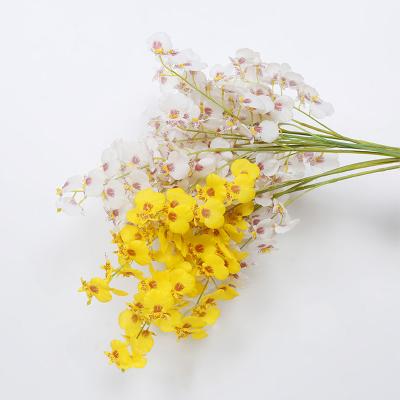 China Natural Touch Hot Sale Artificial Flower Butterfly Phalaenopsis Silk Yellow Small Orchid For Wedding Home Decoration for sale