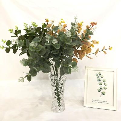 China Wholesale Natural Artificial Touch Plants Natural 16 Head Eucalyptus Leaves for sale