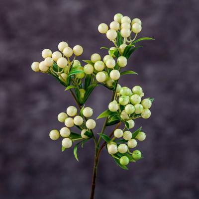 China Natural touch supply artificial flowers professional green leaves and red berries for sale