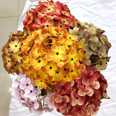 China Natural Touch High Simulation Home Decor Artificial Silk Hydrangea Flowers for sale