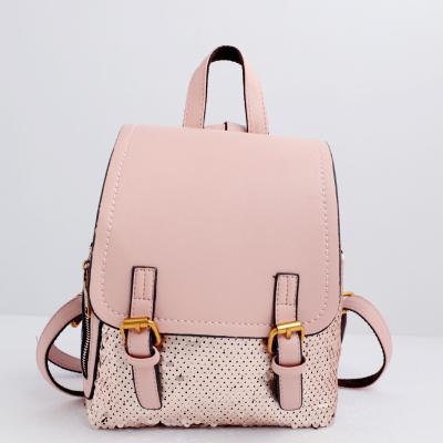 China PU Leather Anti-theft Hollow Backpack Customized Outdoor Packsack Sequin for sale