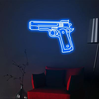 China Custom Clear Acrylic Led Light Desk GUN Sign for sale