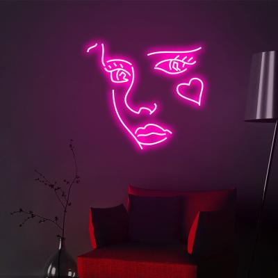 China Custom Face Home Neon Sign Decoration Neon Light Light Sign Led Custom Pink Light Home Room Wall Decoration Ins Store Neon Decor for sale