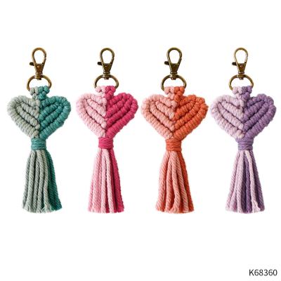 China Portable Love Couple Retro Ethnic Style Hand - Woven Bag Ornaments Valentine's Day Tassel Key Chain for sale