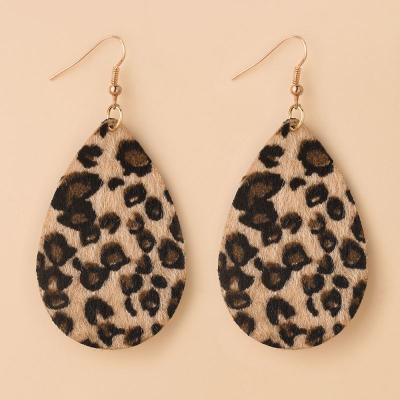 China 2021 TRENDY Faux Leather Teardrop Earring New Multi Colored Machine Cut Tear Drop Flower Printed Long Dangle for sale