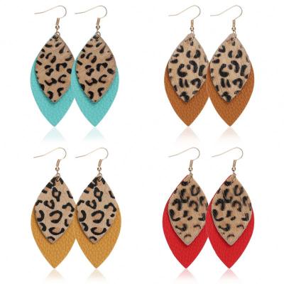 China FASHIONABLE genuine leather earrings tie real embossing link teardrop earring for sale