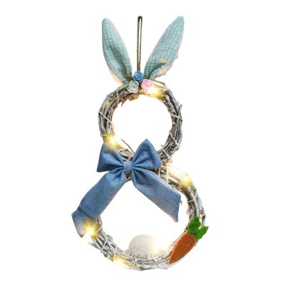 China 2021 Eco-Friendly Easter Decoration Bunny Shape and Vine Ring Easter Decoration Lamp Pendant and Lamp Garland Wreaths for sale