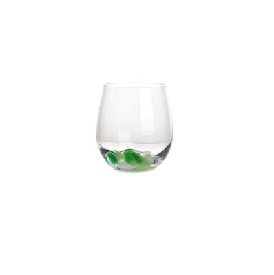 China 2022 Transportation Newcomer Customize Mouthblown Glass DOF ​​With Color Dots Decoration Goblet Wineglass for sale