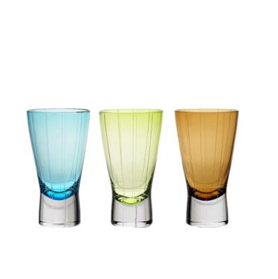 China Transport Fashional 2022 Mouthblown Glass Tumbler With Optic Etching Solid Color 2 Layer 2 Layer Wine Glass for sale