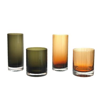 China Factory Wholesale Carry Customize Mouthblown High Quality Tumbler With Optic Cutting Wine Glass for sale