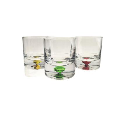 China High Quality Carry Lead Free Crystal Tumbler Whiskey Cup With Color Bubble In Base Whiskey Wine Glass for sale