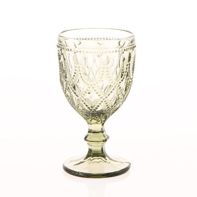 China Handmade Pressed Cup Embossed Tumbler Wine Glass Set Carry Wine Glass Pattern Color Glassware Tumbler Wine Glass Set for sale