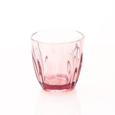 China Factory wholesale transparent cheap pressed DOF pattern colored glass whiskey embossed wine glass for sale