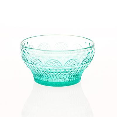 China Factory Wholesale Exquisite Retail Multifunctional Colorful Texture Sala Bowl With Classic Embossing Transparent Factory for sale