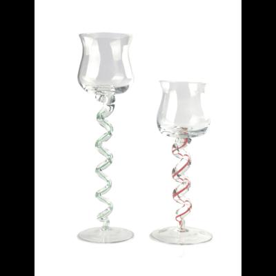 China Wholesale Transport Factory New Innovative Fashion Tealight With Spiral Colors Stem Wine Glass Goblet for sale