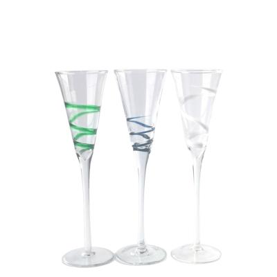 China Wholesale Color Mouthblown Elegent Transport Factory Classic Spiral Line Decoration Goblet Groove for sale