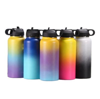 China Private Label Powder Coating Gradient Color 32oz 40oz Double Wall Stainless Steel Vacuum Insulated Water Bottle Flask for sale