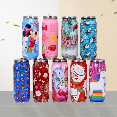 China Sustainable 500ml Stainless Steel Custom Cute Cola Can Double Wall Water Bottle Insulate Travel Box Tumbler Cups for sale