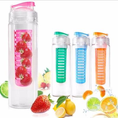 China Viable 700ml PS fruit infuser plastic tritan water bottle with plastic straw filter joyshakers bottle wholesale BPA free for sale