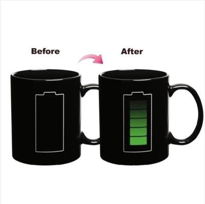 China 2022 Viable Hot Selling Custom Cold Water Heat Sensitive Creative Battery Powered Ceramic Mug Color Changing Thermal Coffee Mug for sale