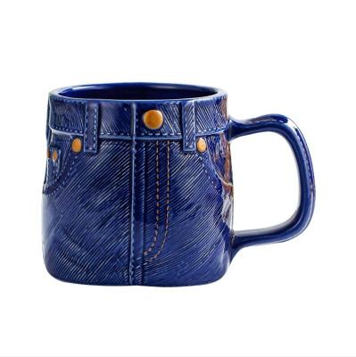 China Viable Personalized Creative 3D Mug With Jeans Design Jeans Cup Milk Coffee Mug Ceramic Mug for sale