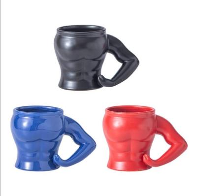 China 2022 New Arrival 3D Gym Fitness Gym Gift Viable Muscle Cup Custom Ceramic Coffee Mug for sale