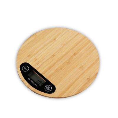 China Automatic 5kg 1g Round Shape Outdoor Bamboo Kitchen Digital Scale for sale