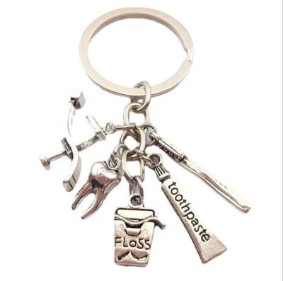 China Hot Selling Special Dentist Gift Creative Shape Keychain Fashion Souvenir Fashion Teeth Brushing Series Key Chain Tooth for sale