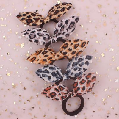 China Rabbit ears elastic hair bands DIANXIANG 2022 Leopard print Elastic Hair Ties Ponytail Holders Rabbit ears girls accessories elastic hair bands for women for sale