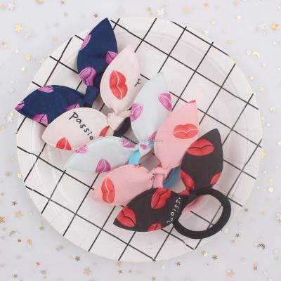 China Rabbit ears elastic hair bands DIANXIANG 2022 Lips kiss Elastic Hair Ties Ponytail Holders Rabbit ears girls accessories elastic hair bands for women for sale