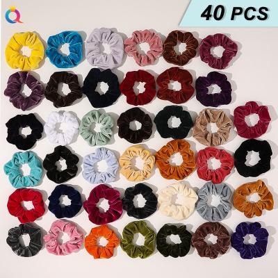 China Elastic Hair Ties for women Korean 40 color candy color gold velvet large intestine hair loop autumn and winter horsetail hair loop scrunchies wholesale for sale