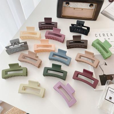 China Hair Claw Clips  DIANXIANG 2022 Korean high quality wholesale women acrylic solid color frosted matte plastic rectangle hair claw clips for sale