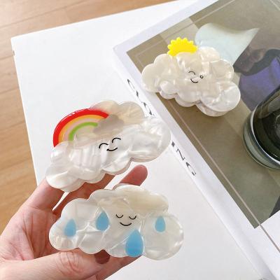 China Decorative hair claw clips DIANXIANG Korean new arrival fashion girls cute cloud acetate rainbow hair claw hair claw clips for women large claw clip for sale