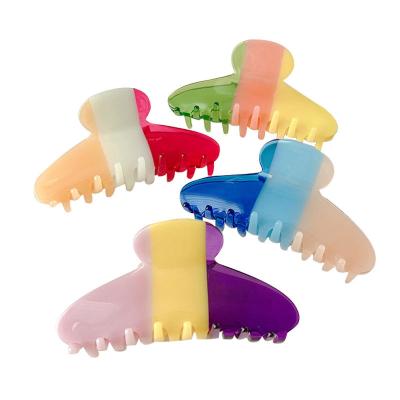 China Hair Claw Clips  hair clips for women claw 2022 new process wholesale stripe contrast hair clip large stitching acetate hair claw clips for girls for sale