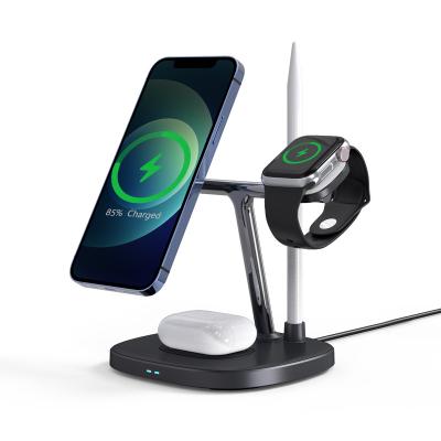 China High Speed ​​4 in 1 15W Qi Fast Magnetic Mobile Wireless Desktop Charging Stand Holder for Iphone 12 pro Max Smart Watch Apple Pen for sale