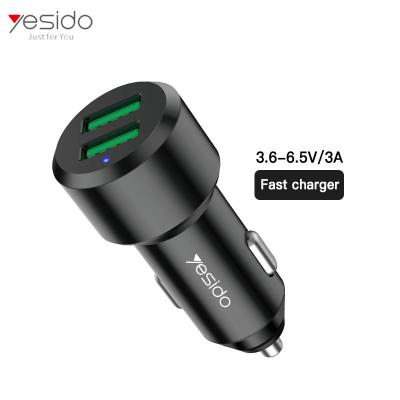 China Yesido 36W Car Mobile Phone Electric Socket Phone Fast Charging Dual Usb 3.0 Car Charger for sale