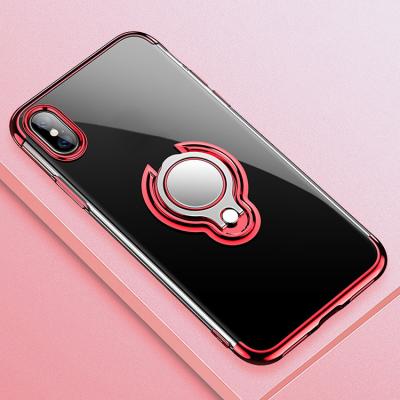 China Luxury Transparent Steel Mobile Phone Case Ring Holder Phone Case Cover Tpu Soft Touch For Iphone 8/X/Xs/11 for sale