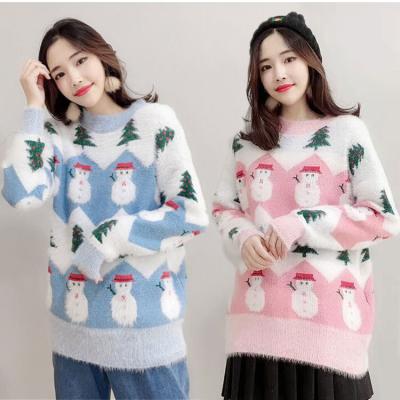 China Anti-wrinkle hot sales! ! ! New Christmas Sweater Women Snowflake Jacket Set Leader Loose Knitted Base Women's Indoor Wear Tops Sweaters for sale