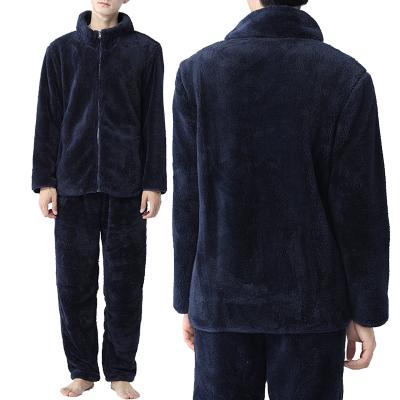 China Breathable Custom Velvet Mens Soft Pajamas 2 Pieces Set Winter Flannel Pajamas for sale