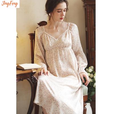 China Spring Girl Nightgown Style Princess Style Long Sleeve Pure Thin QUICK DRY Ice Silk Pajamas Loose And Soft Floral Home Wear Summer Style New for sale