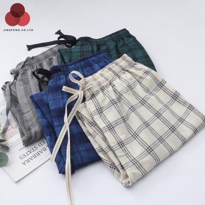 China QUICK DRY Japanese men's pajamas thin pants loose big home pants tied with plaid leisure pants for sale