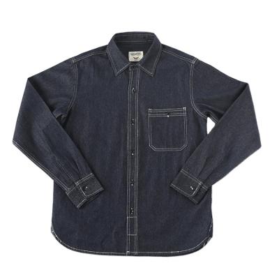 China New American Style Retro Cotton Primary Color Denim Breathable Long Shirt Men's Single Bag Machining Sleeve Shirt for sale