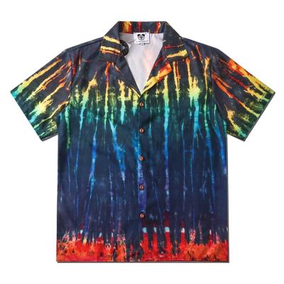 China Good Low MOQ Quality Vintage Men Retro Shirt Pattern Breathable Ethnic Short Sleeve Beach Shirt. for sale