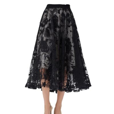 China New Summer Women's Three-Dimensional High Waist Skirt Black Breathable Spring And Jacquard Embroidery Fashionable Skirt for sale